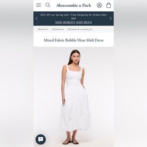 Abercrombie & Fitch White Bubble Hem Midi Dress